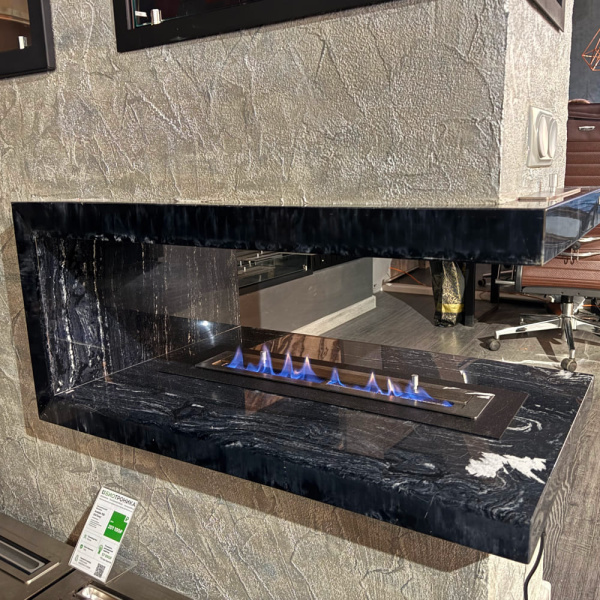 Торцевой сквозной биокамин Firezo Estremita Finestra Marmo